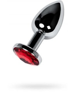 Toyfa Sidabrinis anal plug with red gem