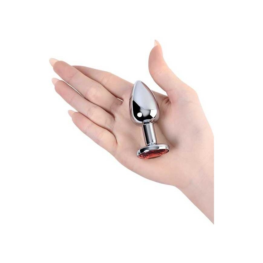 Toyfa Sidabrinis anal plug with red gem – 2