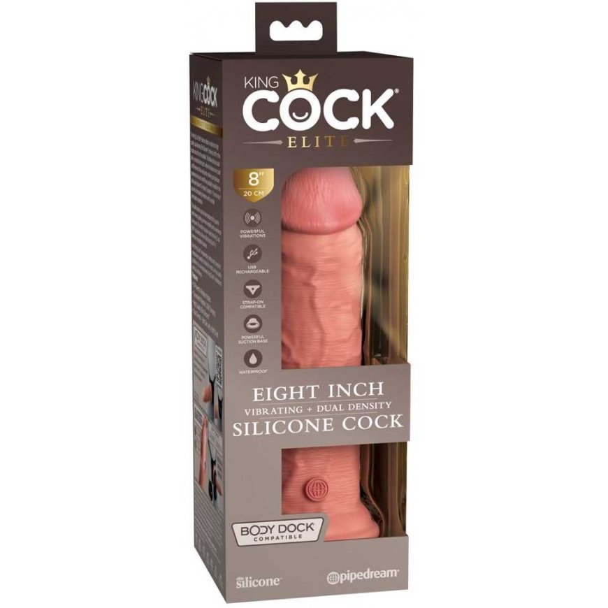 Pipedreams KING COCK ELITE - REALISTINIS DILDO VIBRAVIMAS IR SILIKONIS 20,3 CM