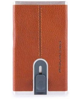 Piquadro, Piquadro, Leather, Card Holder, Square Sliding System, Arancio, Unisex