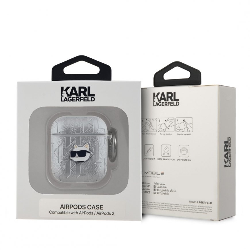 Karl Lagerfeld PU Embossed Choupette Head Case for AirPods 1|2 S – 2