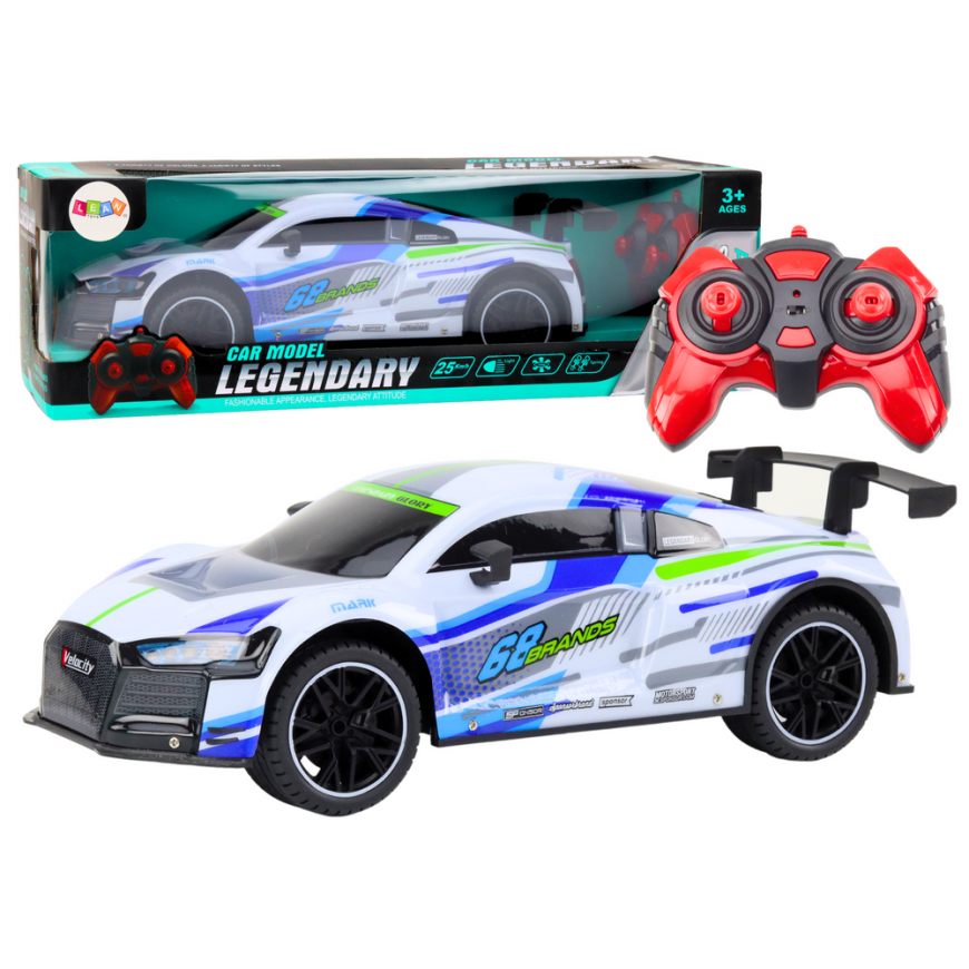 Lean Toys RC Sports Car 1:10 25km/h Lights White