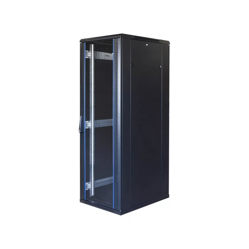 19" Switching cabinet TOTEN, System G, 37U, 600x800, glass door, rear perforated door, up to 800kg, black / G6.6837.9801 / 19-G6