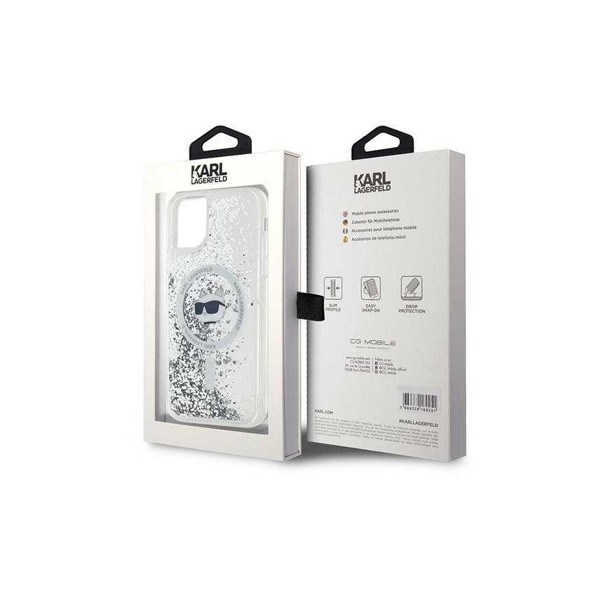 Case Karl Lagerfeld KLHMN61LGCHSGH iPhone 11 / Xr 6.1" hardcase transparent Liquid Glitter Choupette Head Magsafe – 2