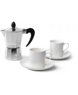 Fissman Set: Espresso coffee pot for 2 servings 120ml cup 2pcs/100ml saucers 2pcs