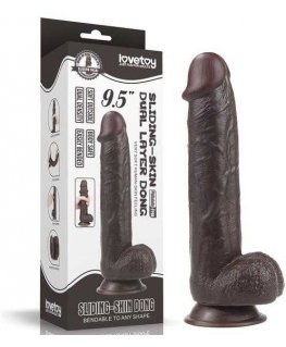 LOVETOY 9.5'' Sliding-Skin Dildo Coffee