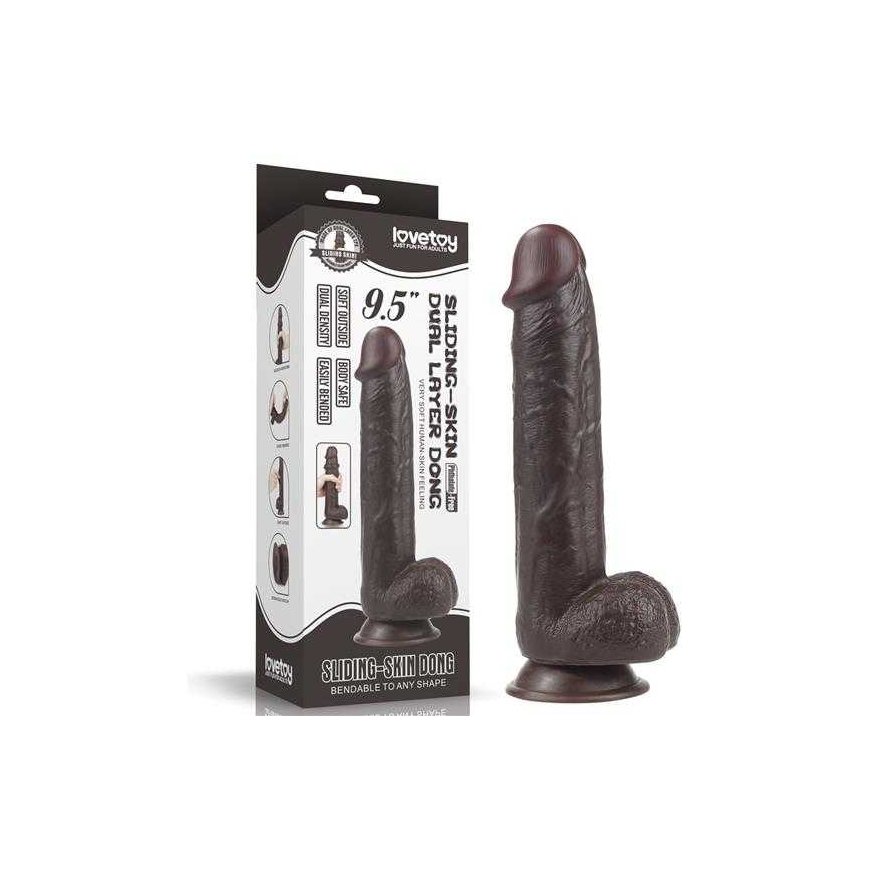 LOVETOY 9.5'' Sliding-Skin Dildo Coffee