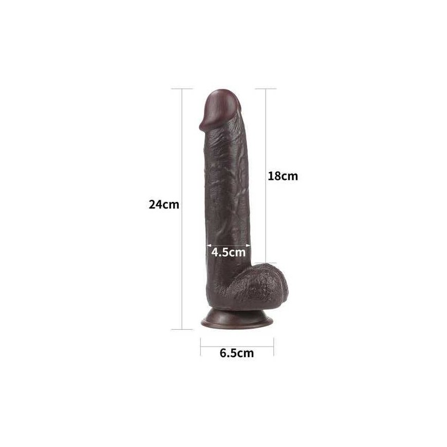 LOVETOY 9.5'' Sliding-Skin Dildo Coffee – 2