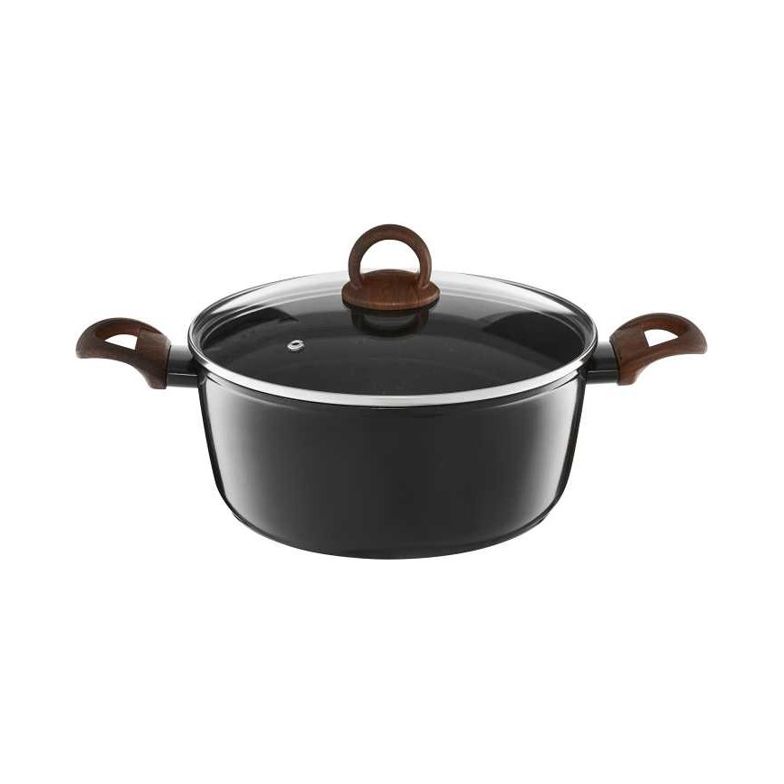 Pot with coating Qualum Basic Stone Edition Darkwood 20 cm AMBITION