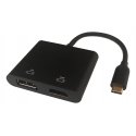 Deltaco USBC-HDDP videokaabliadapter 0,1 m USB tüüp-C HDMI + DisplayPort Must