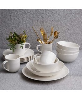 Serwis obiadowo-kawowy dla 12 osob 60-elementowy Linea white AMBITION