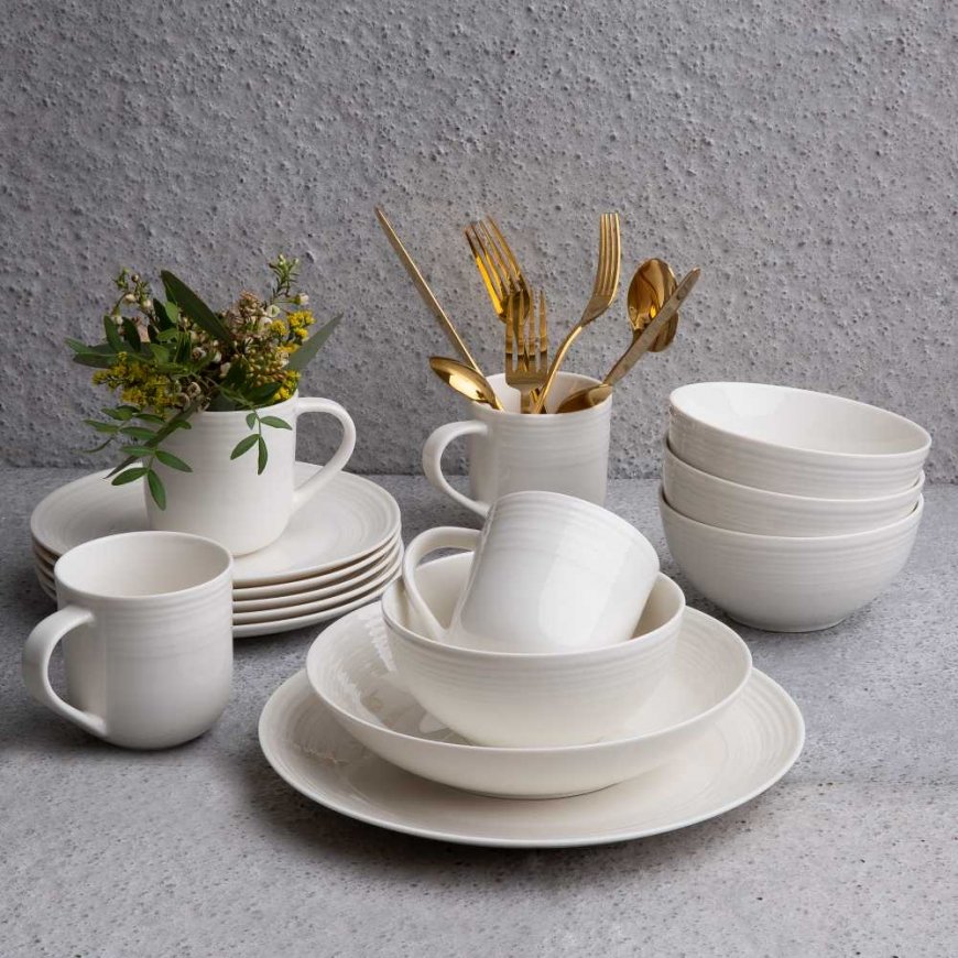 Serwis obiadowo-kawowy dla 12 osob 60-elementowy Linea white AMBITION