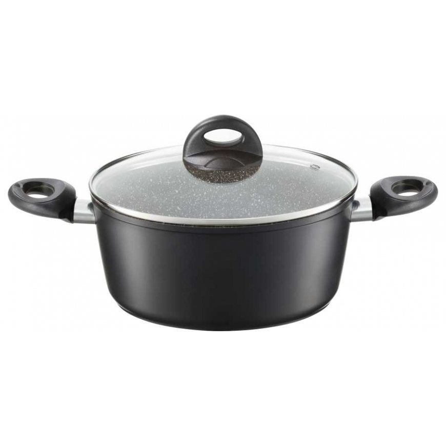 Pot with lid with coating Qualum Basic Stone Edition Arras 20 cm AMBITION