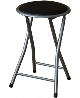 Stołek zładany metalowy 30 cm silver and black PATIO