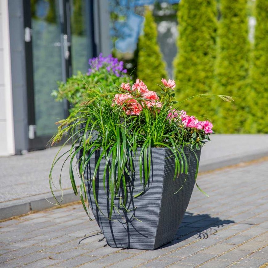 Donica ogrodowa kwadratowa 39 x 39 x 42 cm anthracite PATIO