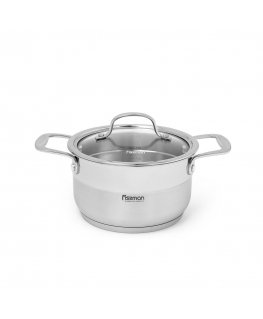 Fissman Frying pan NORDIA 16x9cm / 1.8 l with glass lid (stainless steel)