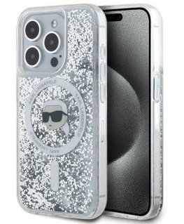 Case Karl Lagerfeld KLHMP15LLGKISGH iPhone 15 Pro 6.1" hardcase transparent Liquid Glitter Karl Head Magsafe