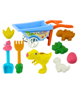 Lean Toys Set of Toczka Sand Toys, Six Molds, Watering Can, Dinosaurs