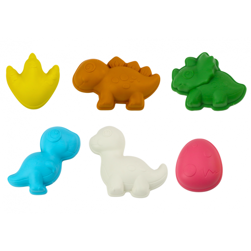 Lean Toys Set of Toczka Sand Toys, Six Molds, Watering Can, Dinosaurs – 4