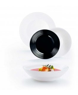 Komplet obiadowy Harena 18-elementowy white and black LUMINARC