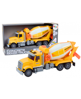 Lean Toys Geltona Concrete Mixer Truck With Friction Drive Light and Sound Effects