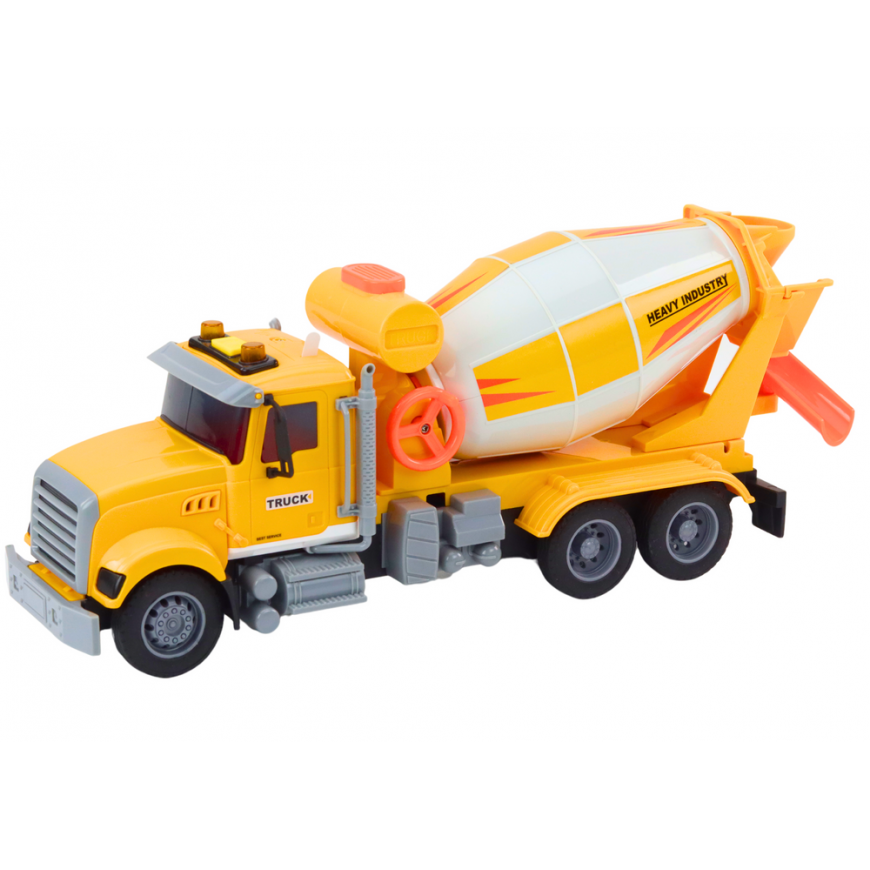 Lean Toys Yellow Concrete Mixer Truck With Friction Drive Light and Sound Effects – 2