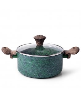 Fissman MALACHITE pot 24x10.9cm / 4.7l with glass lid (aluminium)