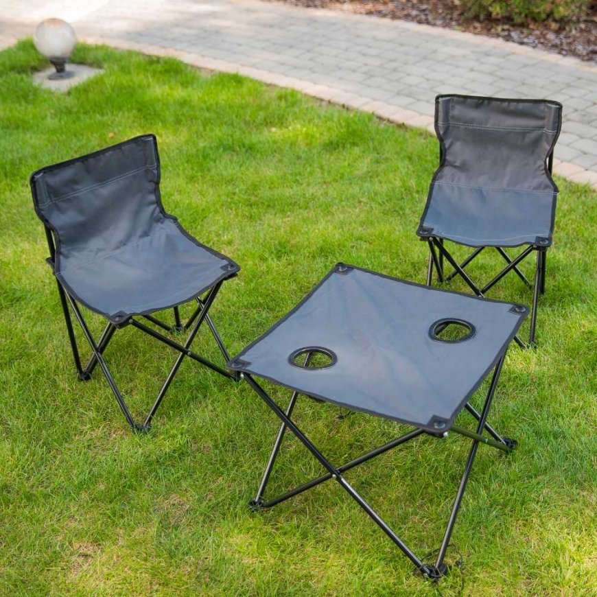 Rinkinys mebli campingowych / balkonowych Camping antracito PATIO