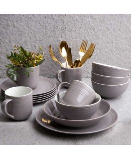 Serwis obiadowo-kawowy dla 12 osob 60-elementowy Linea gray AMBITION