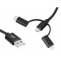 Setty 3in1 cable USB - Lightning + USB-C + microUSB 1,0 m 2A bla Setty 3in1 cable USB - Lightning + USB-C + microUSB 1,0 m 2A bla