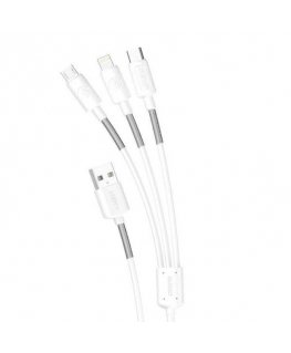 DUDAO L8s Upgrade 3in1 USB cable USB kabelis 1,2 m USB A USB C/Micro USB-A/Lightning Balts