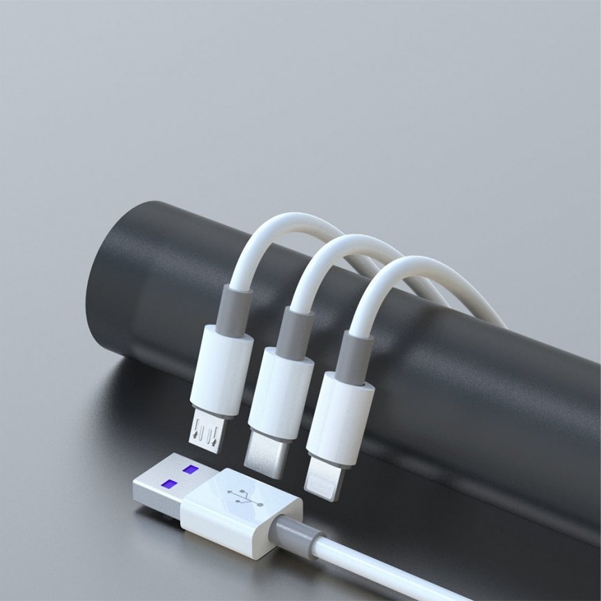 DUDAO L8s Upgrade 3in1 USB cable USB kabelis 1,2 m USB A USB C/Micro USB-A/Lightning Balta – 3