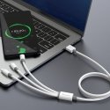 DUDAO L8s Upgrade 3in1 USB cable USB kabelis 1,2 m USB A USB C/Micro USB-A/Lightning Balts