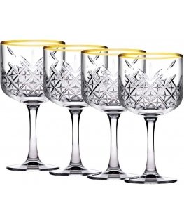 Set of 4 Timeless Gold wine glasses 500 ml PASABAHCE