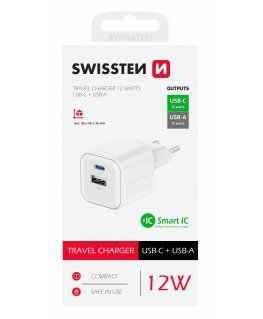 Swissten Travel Charger 12W USB-C / USB-A