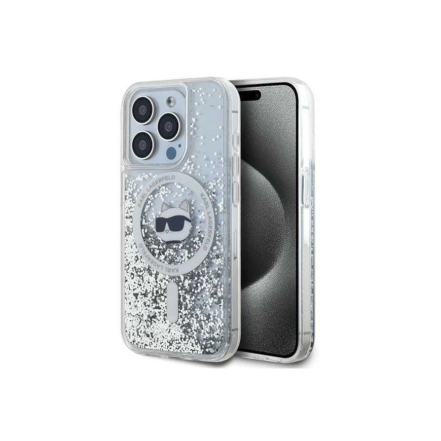 Case Karl Lagerfeld KLHMP14LLGCHSGH iPhone 14 Pro 6.1" hardcase transparent Liquid Glitter Choupette Head Magsafe