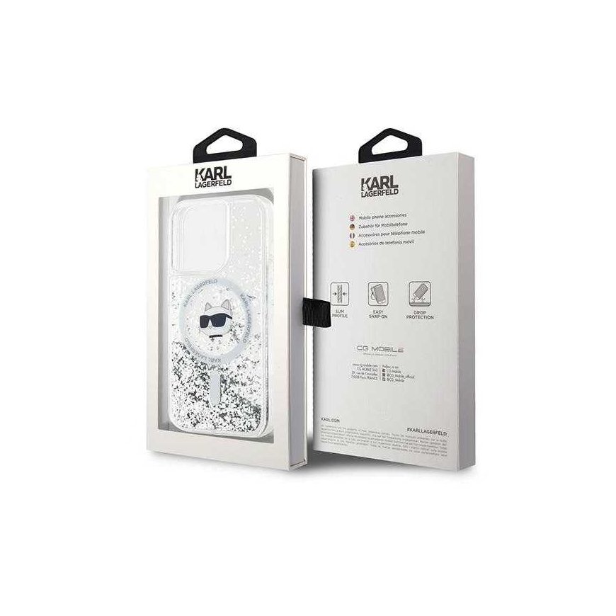 Case Karl Lagerfeld KLHMP14LLGCHSGH iPhone 14 Pro 6.1" hardcase transparent Liquid Glitter Choupette Head Magsafe – 2
