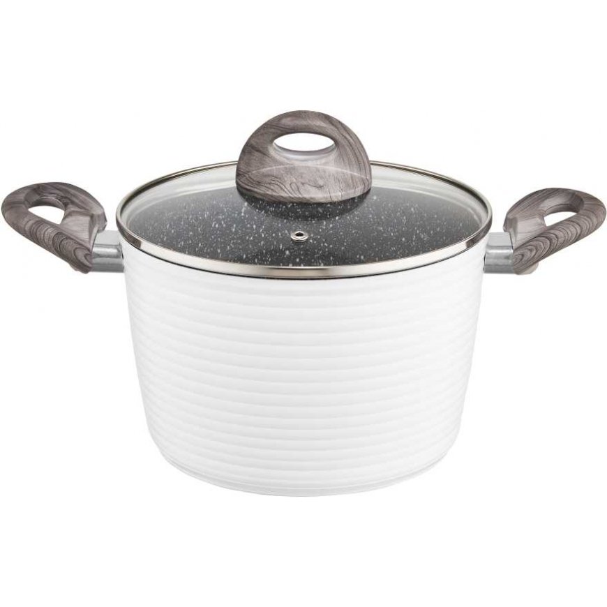 Puodas aukštas su powłoką Qualum Basic Stone Edition Wavy 20 cm AMBITION