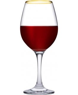 Komplet 6 kieliszków do wina Amber ze złotym rantem 295 ml PASABAHCE