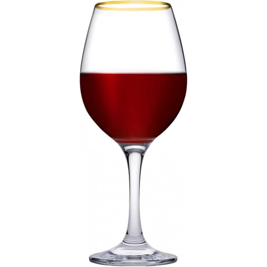 Komplet 6 kieliszków do wina Amber ze złotym rantem 295 ml PASABAHCE