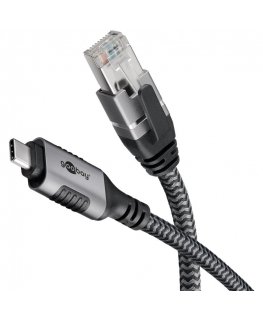 Goobay 70696 kaapelin sukupuolenvaihtaja USB C RJ-45 musta, Hopea