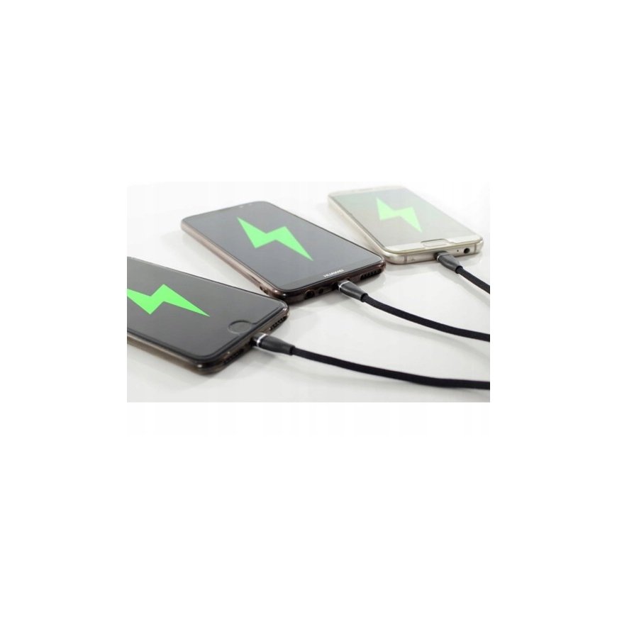 Setty 3in1 cable USB - Lightning + USB-C + microUSB 1,0 m 2A bla