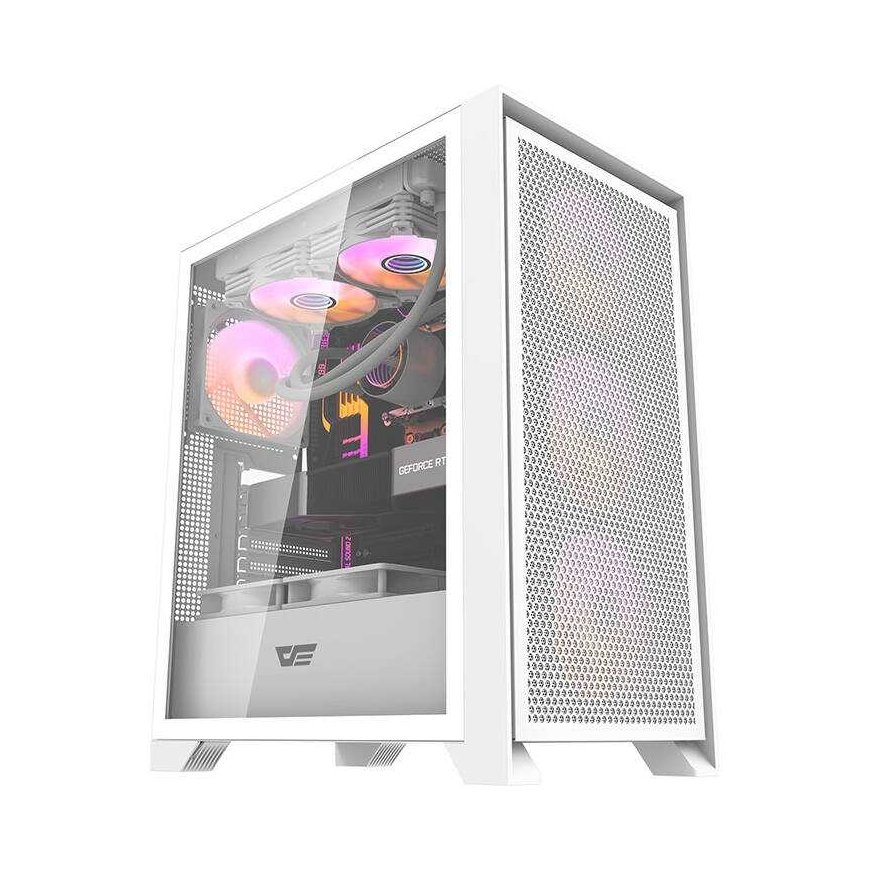 Kompiuterio dėklas Darkflash DRX70 MESH + 4 RGB ventiliatoriai (balti)