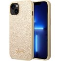 Guess PC|TPU Glitter Flakes Metal Logo Case for iPhone 14 Gold Guess PC|TPU Glitter Flakes Metal Logo Case for iPhone 14 Gold