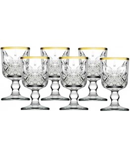 Set of 6 Timeless Gold stemmed vodka glasses, 60 ml PASABAHCE