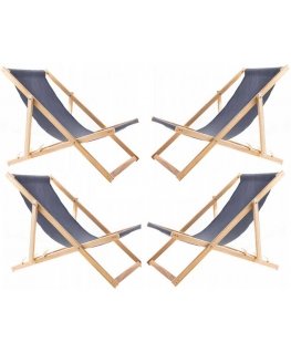Woodok Set of 4 Comfortable Gray Wooden Deck Chairs: Ideal for Ultimate Relaxation on the Beach, Balcony, or Terrace