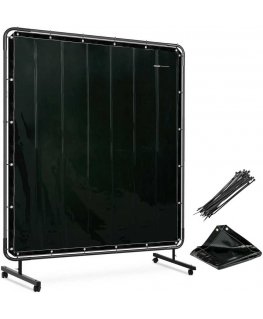 Stamos Germany Protective welding curtain screen with frame on wheels 174 x 174 cm - black