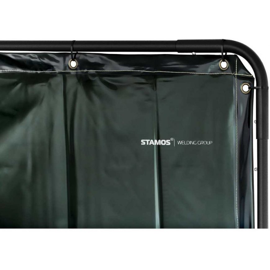 Stamos Germany Protective welding curtain screen with frame on wheels 174 x 174 cm - black – 3