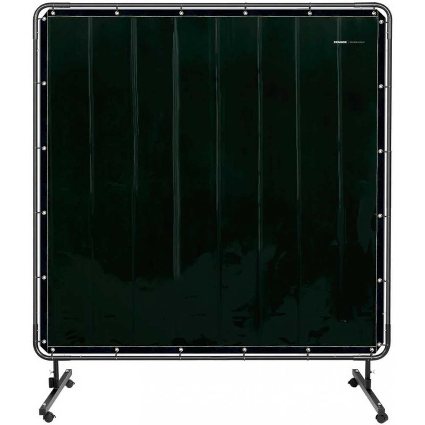 Stamos Germany Protective welding curtain screen with frame on wheels 174 x 174 cm - black – 4