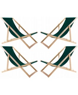 Woodok Set of 4 Comfortable Green Wooden Deck Chairs: Perfect for Relaxation on the Beach, Balcony, Terrace, and More